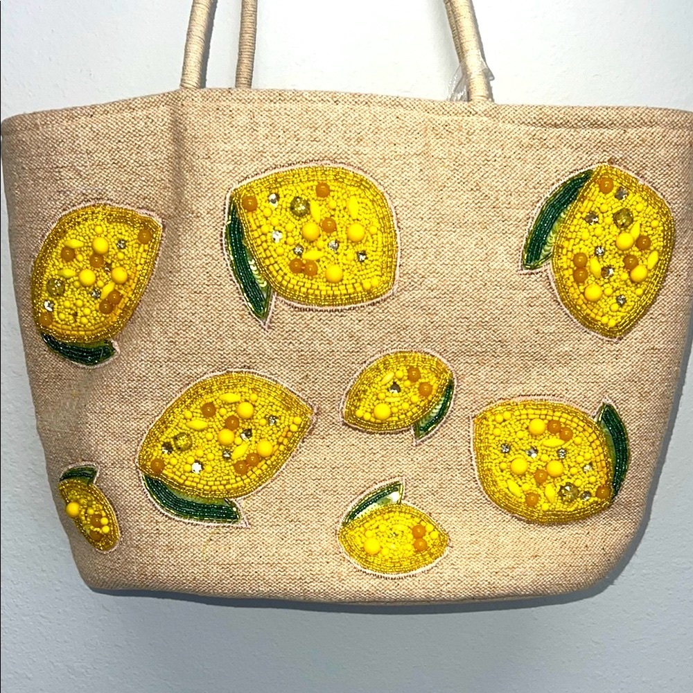 Made In India | Beaded Lemon Farmers Market Beach Day Tote 🍋